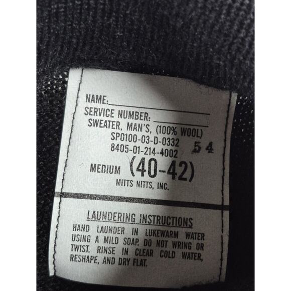 Vintage 1980s US Navy Mock Neck Sweater, 100% Wool, Men’s Medium Mitts Nitts - Picture 3 of 5